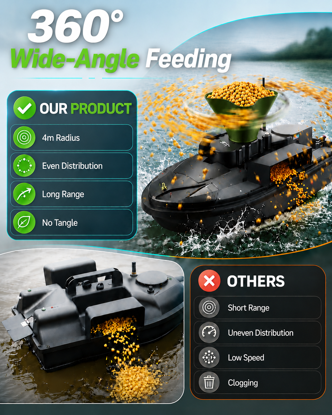 360°  Rotating Bait Spreader D - Fishing Boat Anchor Winch ulasan dan harga