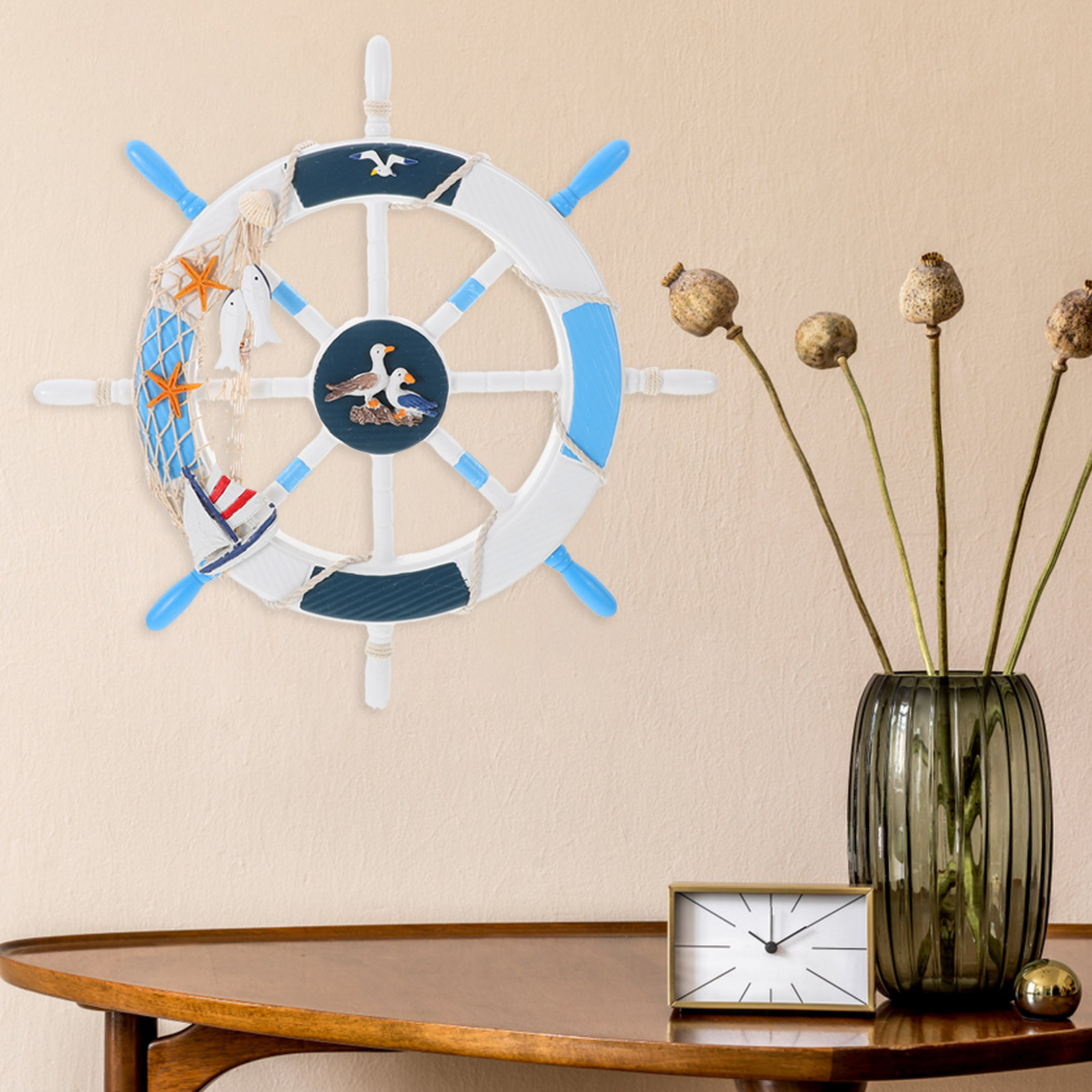 Wooden Nautical Wall Decor Shi - Fishing Boat Steering Wheel ulasan dan harga
