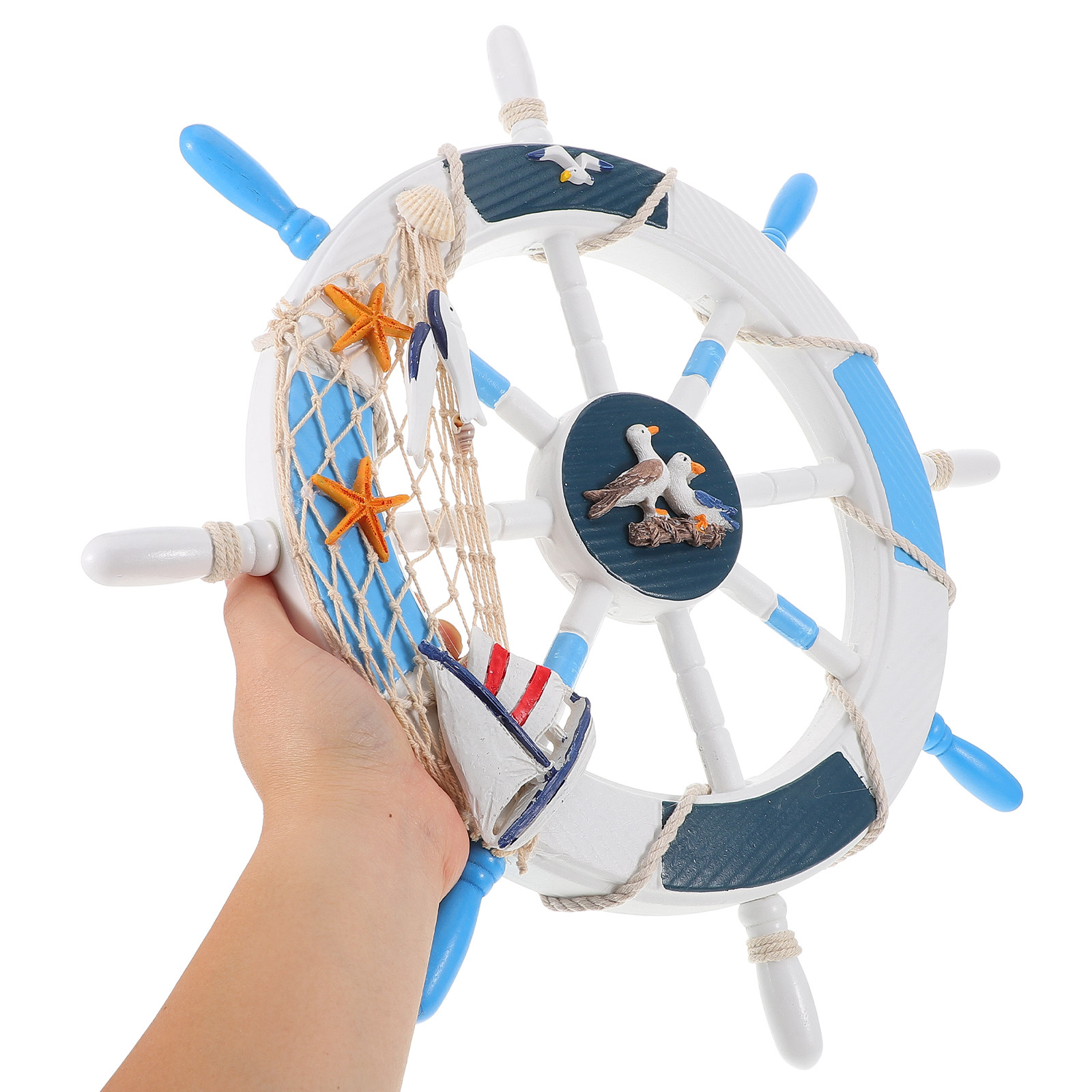 Wooden Nautical Wall Decor Shi - Fishing Boat Steering Wheel ulasan dan harga