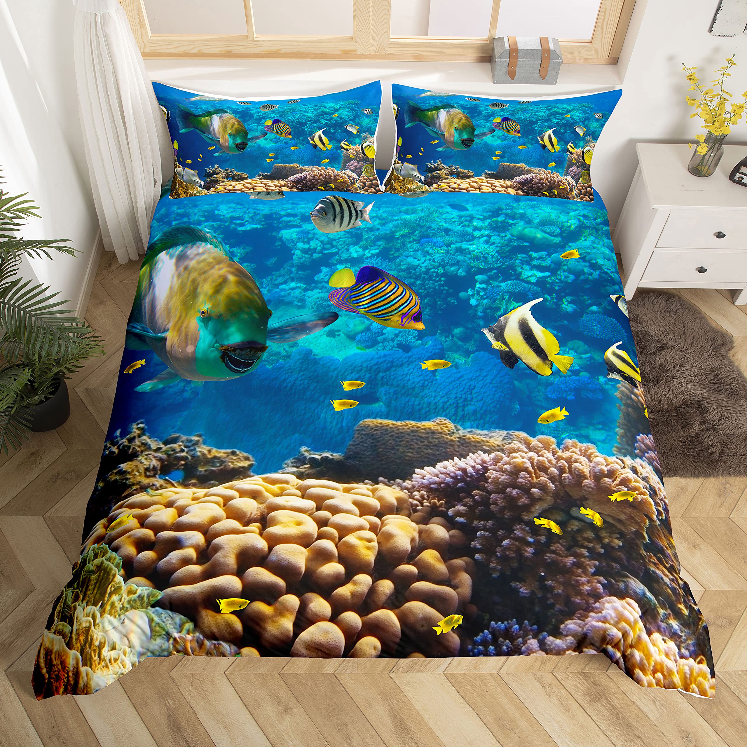 Fish Duvet Cover Set Ocean Bed - Fishing Boat Cover ulasan dan harga